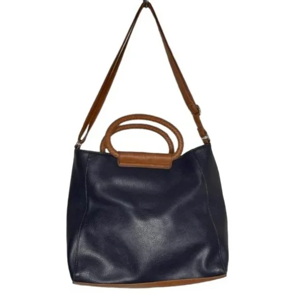 Relic Versatile Pebbled Faux Leather Bag  - Navy/Tan - 13" w x 3.5" d x 11.5” h - Picture 2 of 15